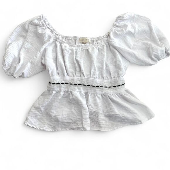 White Babydoll Ruffle Sleeve Blouse - Picture 1 of 5